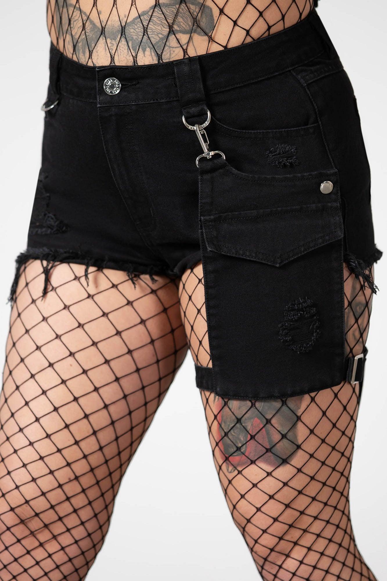 Fury Road Denim Garter Shorts Female Product Image