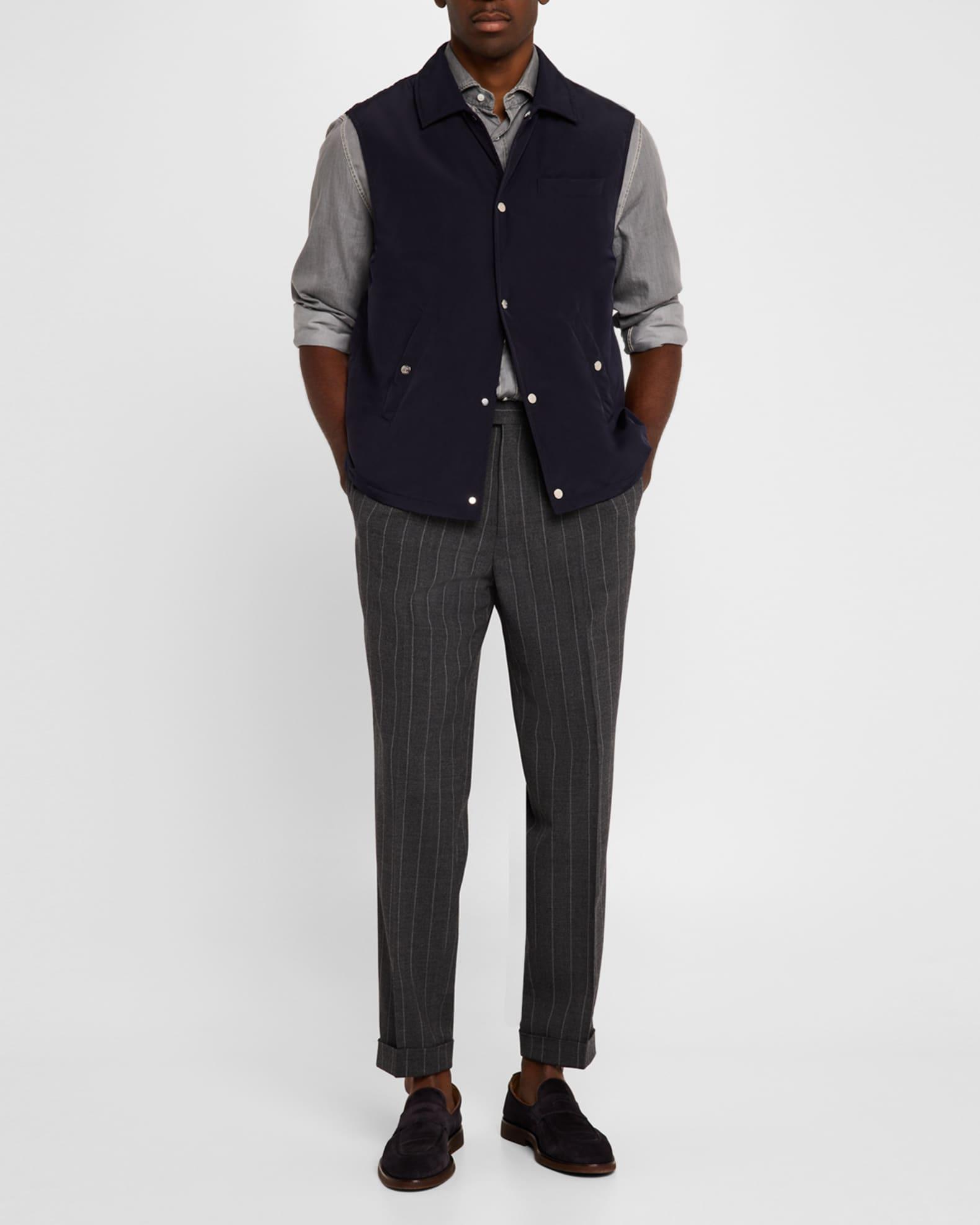 Men's Wool Pinstripe Single-Pleated Trousers Product Image