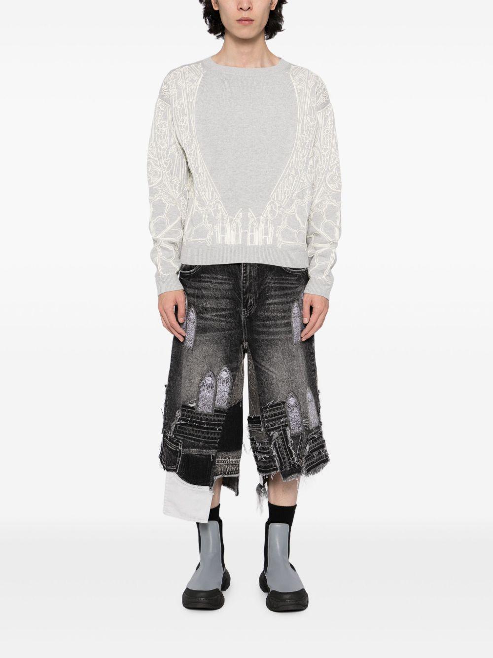 patched arch blowout denim shorts Product Image