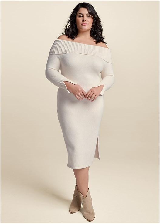 Off The Shoulder Sweater Dress Product Image