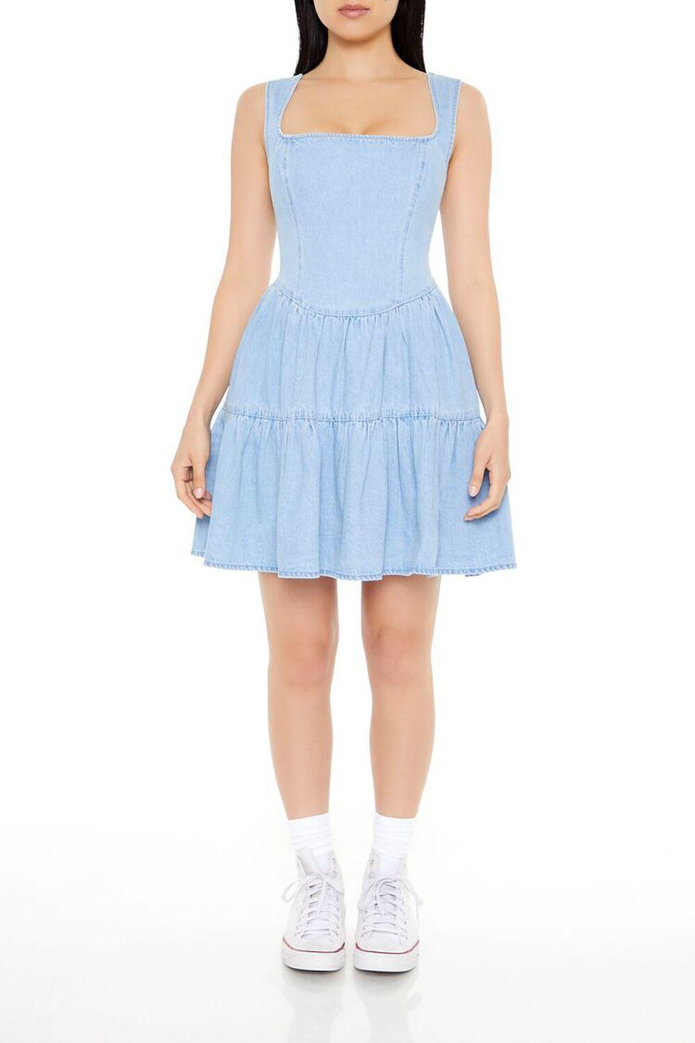 Chambray Fit & Flare Mini Dress | Forever 21 Product Image