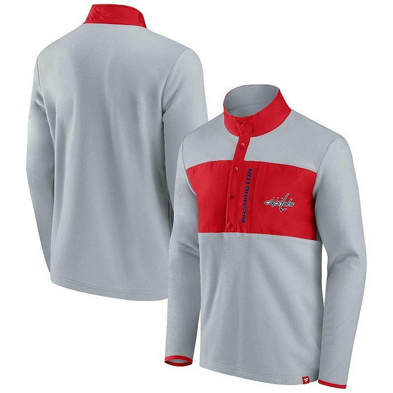 Mens Fanatics Branded Gray/Red Washington Capitals Omni Polar Fleece Quarter-Snap Jacket Product Image