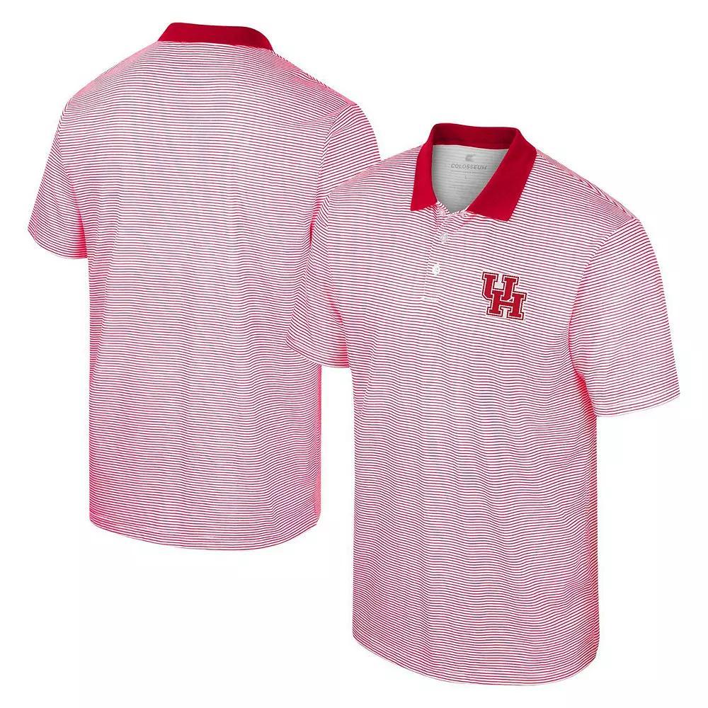 Men's Colosseum White Houston Cougars Print Stripe Polo, Size: 2XL, Hou White Product Image