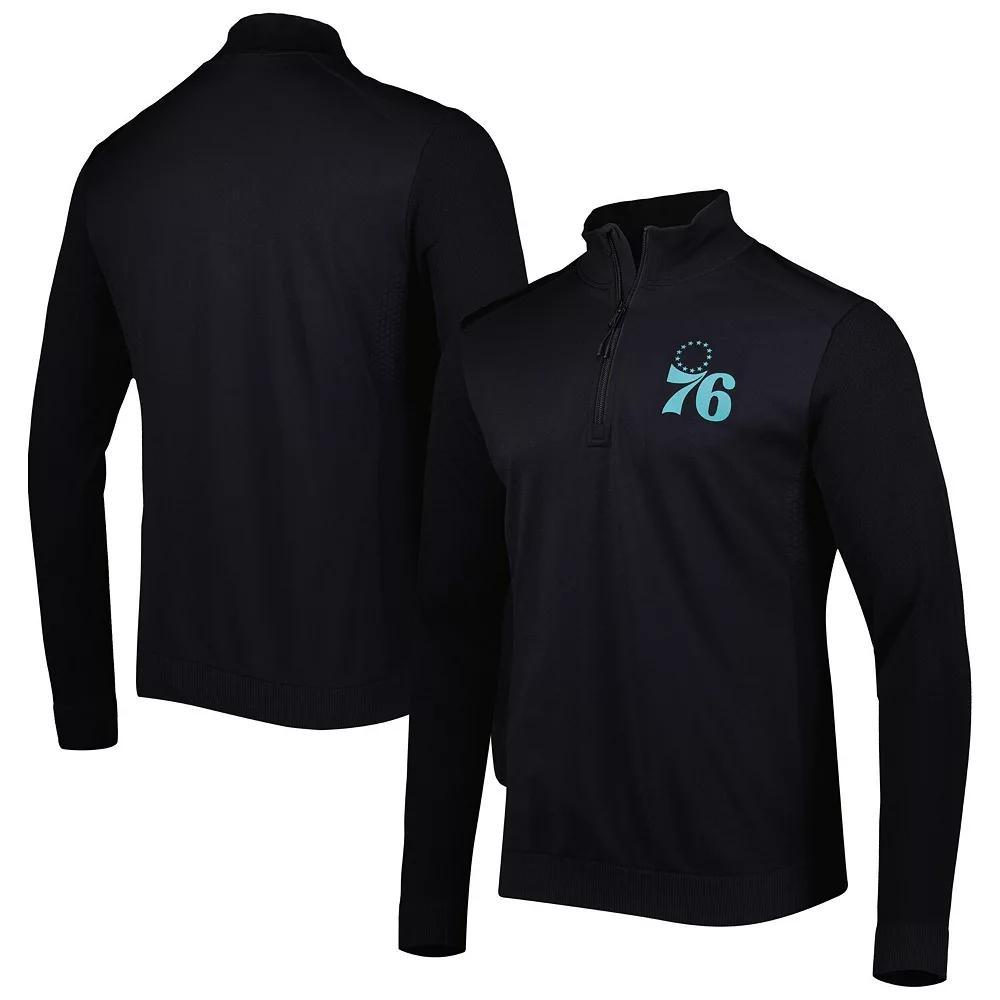 Men's Levelwear Black Philadelphia 76ers Nano Engineered Knit Fabric Quarter-Zip Jacket,  Product Image