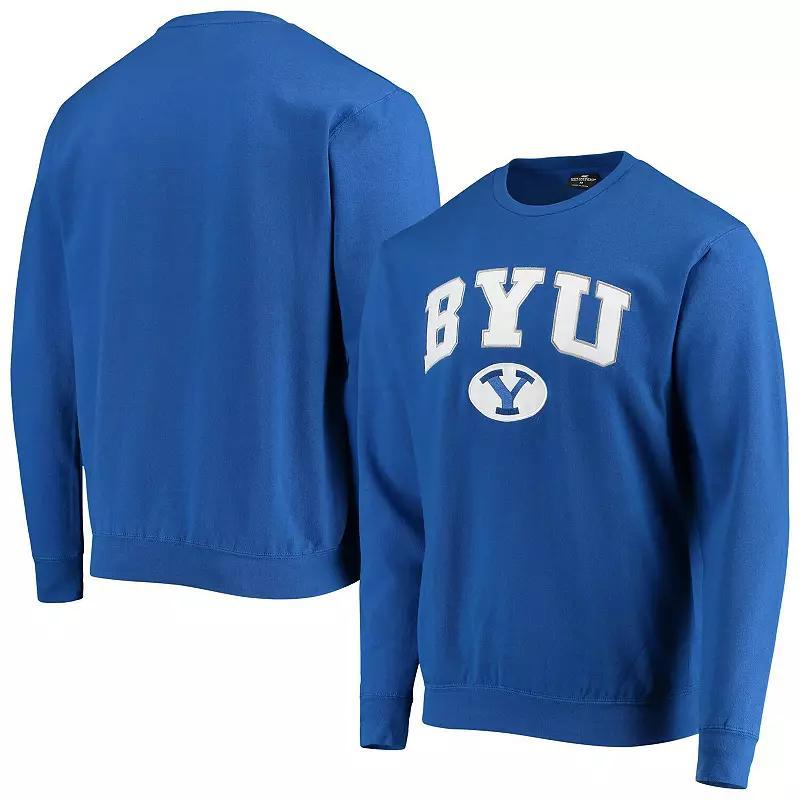 Mens Colosseum Royal BYU Cougars Team Arch & Logo Tackle Twill Pullover Sweatshirt Product Image