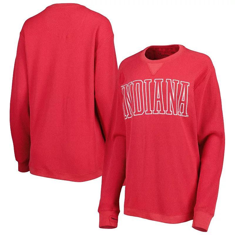 Womens Pressbox Crimson Indiana Hoosiers Surf Plus Size Southlawn Waffle-Knit Thermal Tri-Blend Long Sleeve T-Shirt Product Image