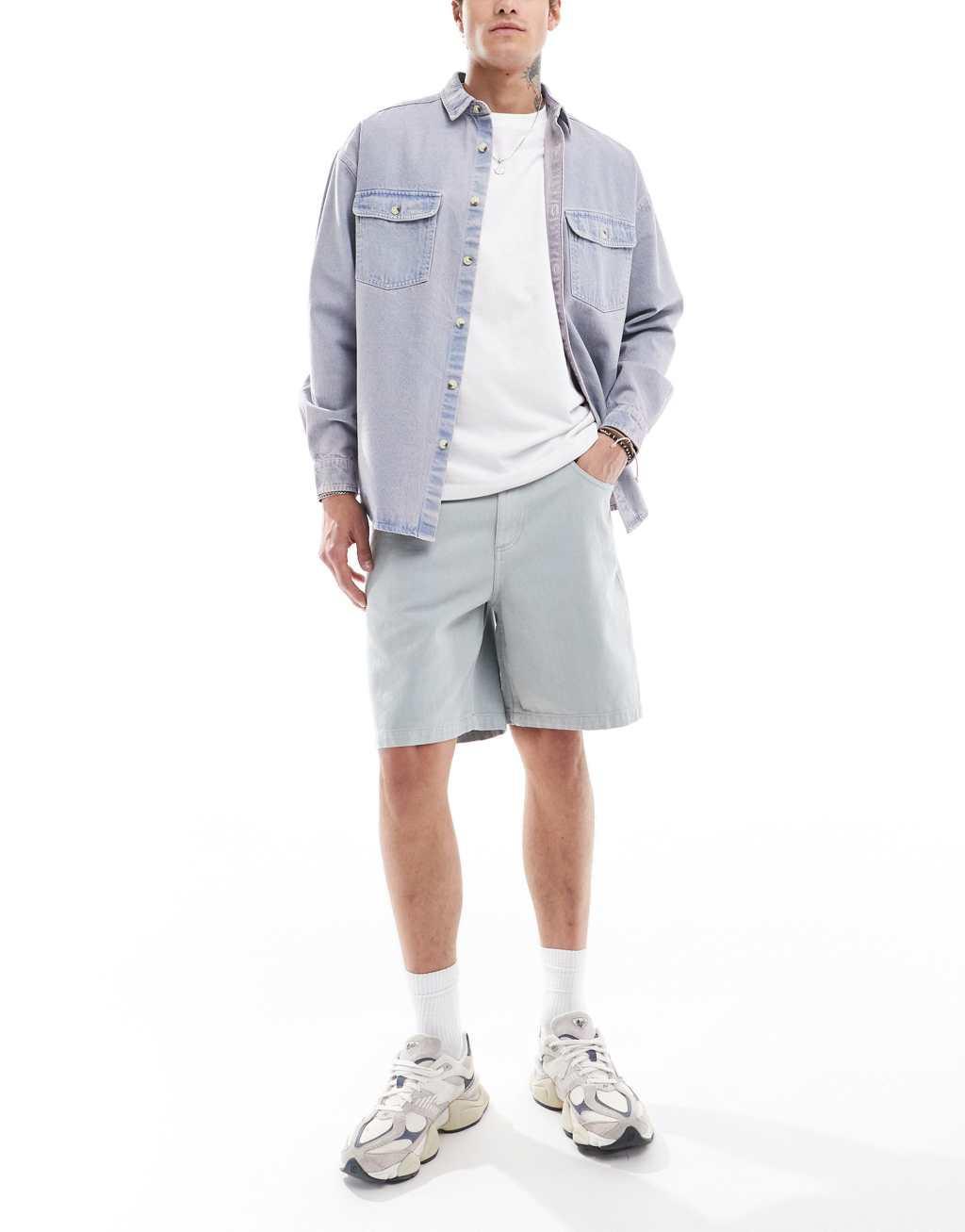 ASOS DESIGN 90s oversized denim shirt in lilac wash Product Image