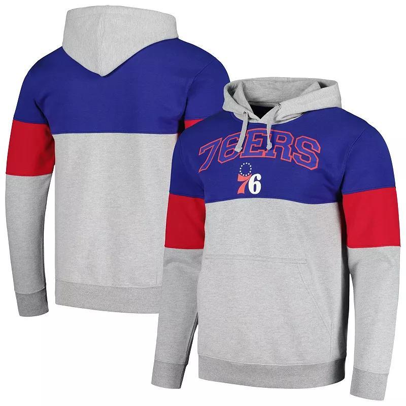 Men's Fanatics Branded Royal Philadelphia 76ers Contrast Pieced Pullover Hoodie,  Product Image