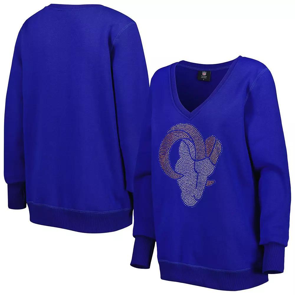 Women's Cuce Royal Los Angeles Rams Deep V-Neck Pullover Sweatshirt, Size: XL, Blue Product Image