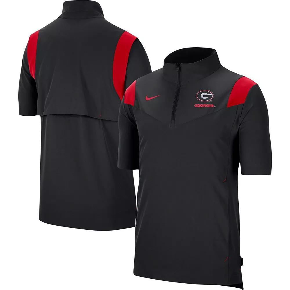 Men's Nike Black Georgia Bulldogs Coach Short Sleeve Quarter-Zip Jacket, Size: Small Product Image