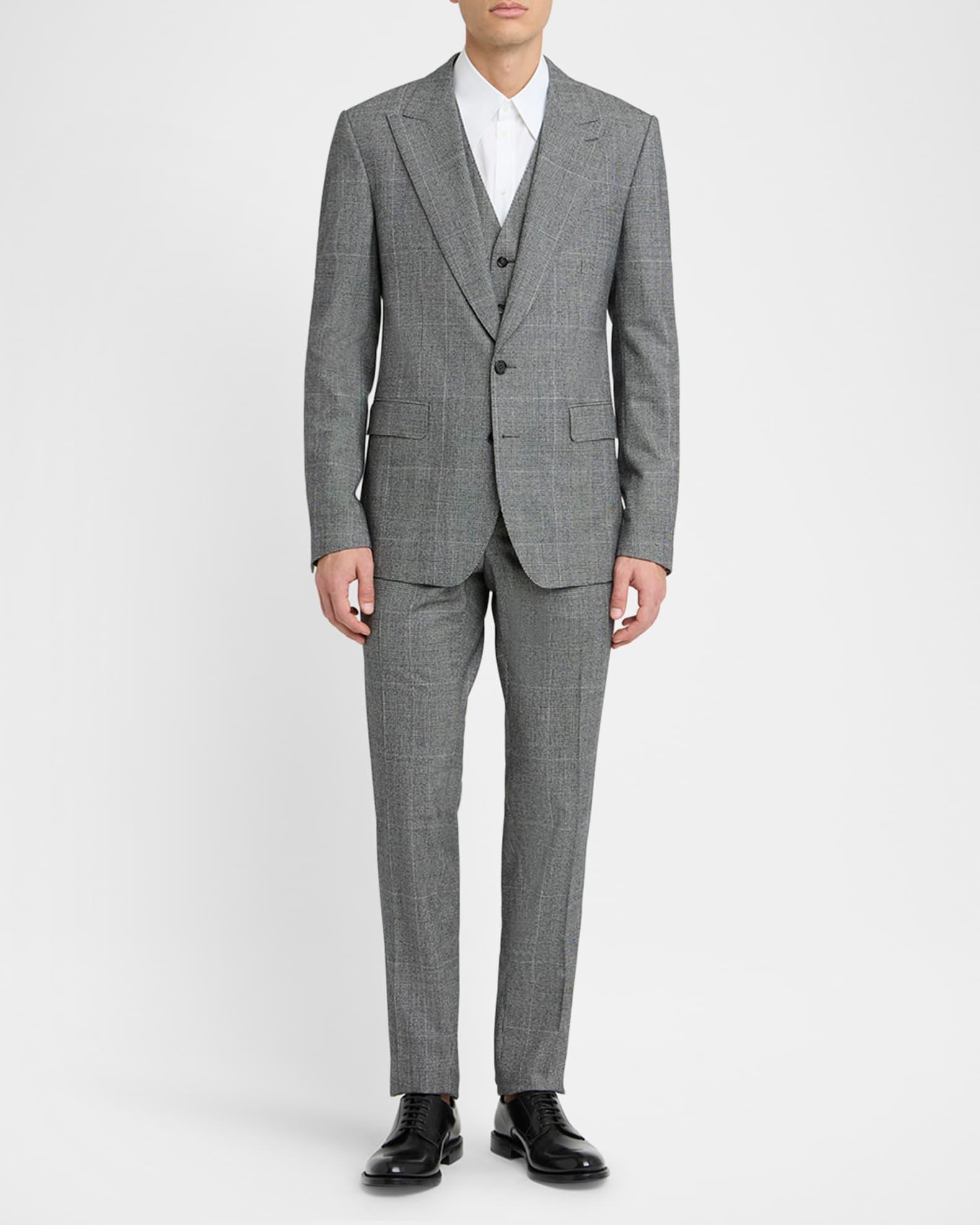 Men's Wool Glen Plaid Three-Piece Suit Product Image