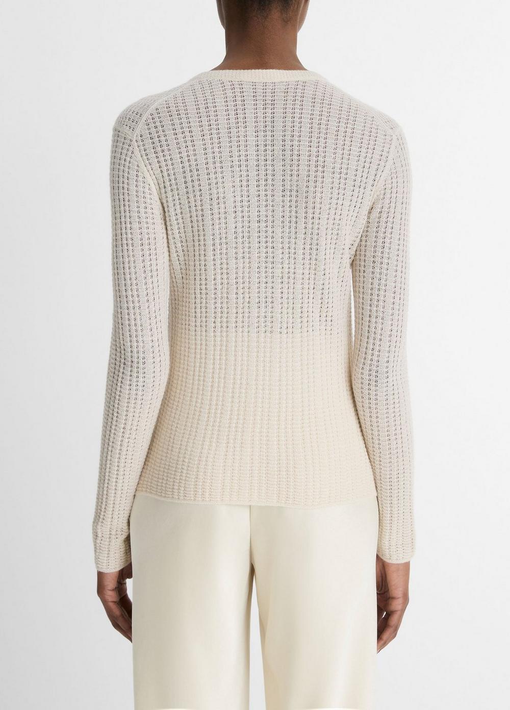 Waffle-Knit Cashmere-Silk Henley Sweater Product Image