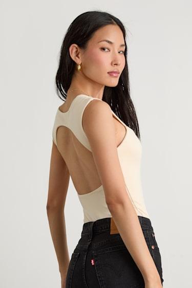 Brayden Light Yellow Square Neck Bodysuit Product Image