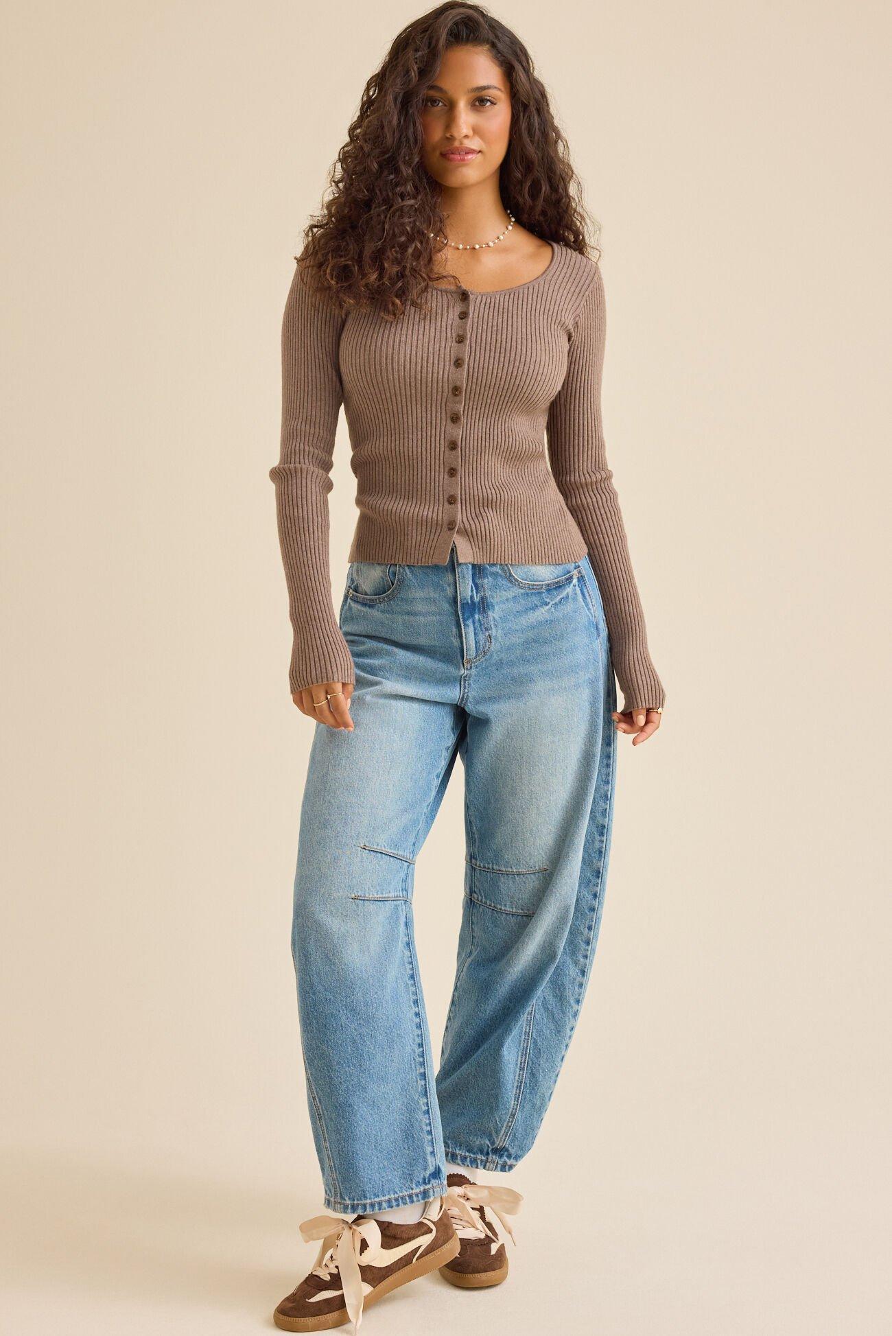 Merida Ribbed Button-up Cardigan Product Image