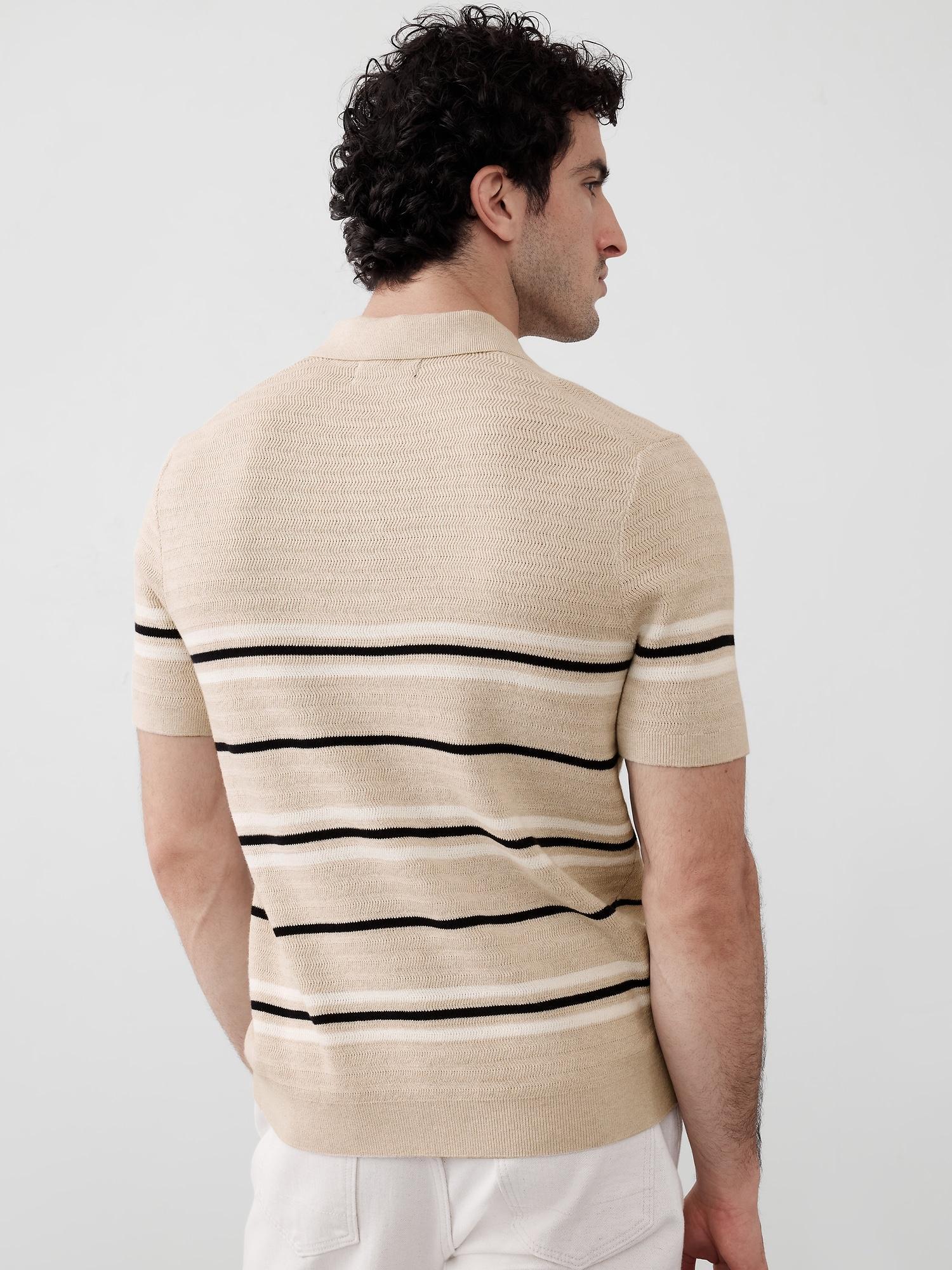 Textured Striped Sweater Polo Product Image