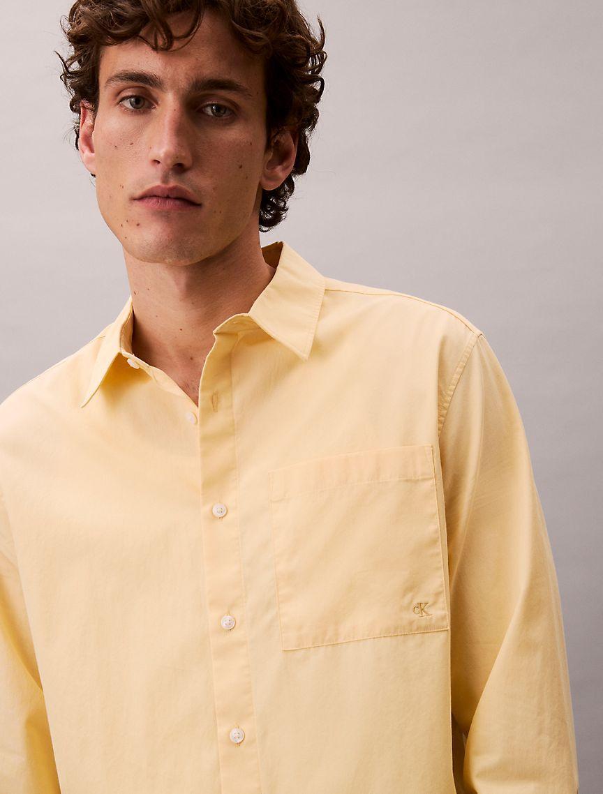Calvin Klein Mens Cotton Poplin Relaxed Button-Down Shirt - Green Product Image