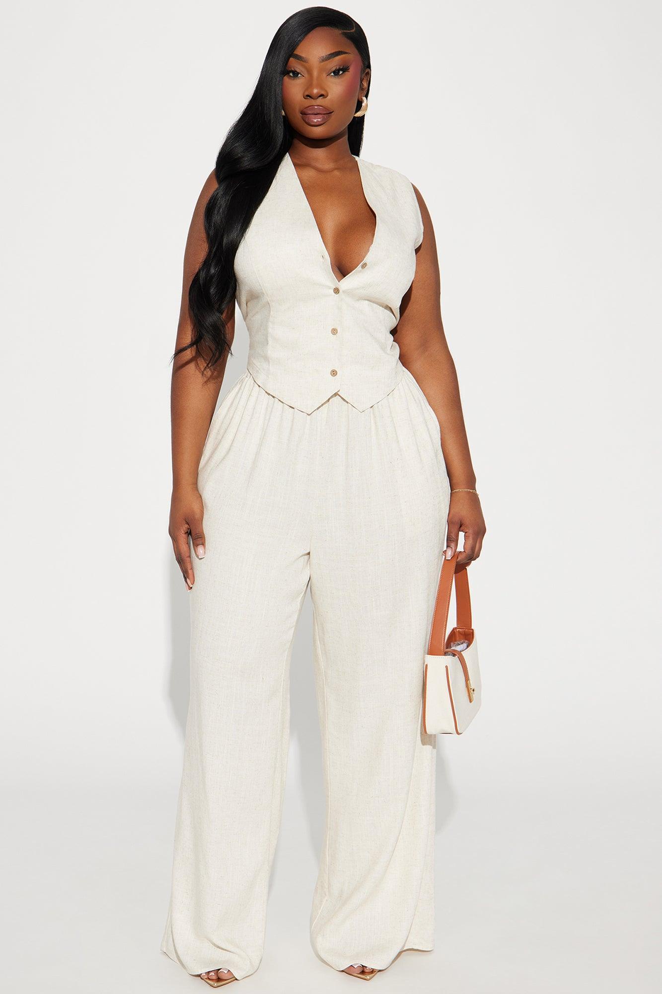 Perfect Vacay Linen Pant Set - Taupe Product Image