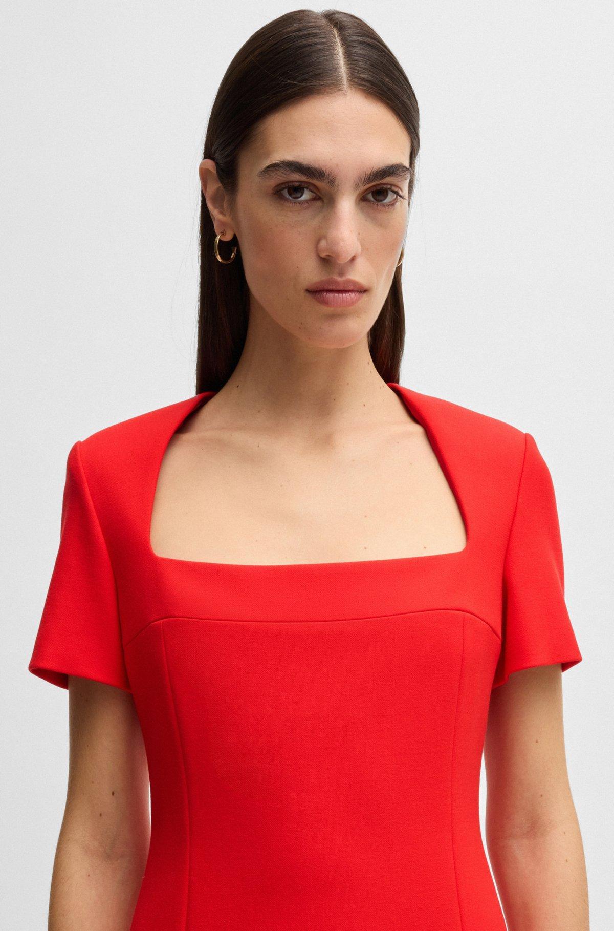 Square-neck slim-fit dress in stretch material Product Image