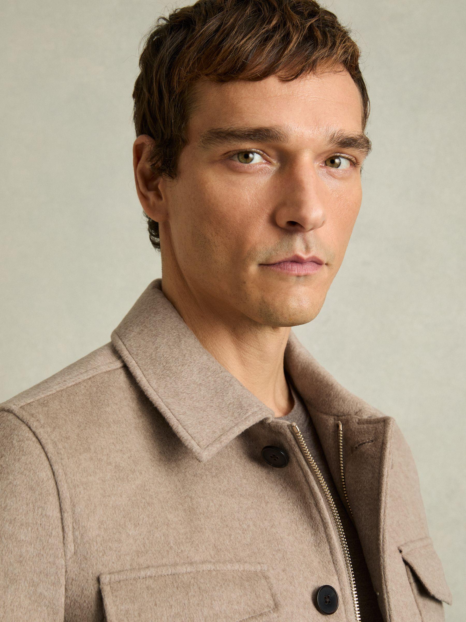 Wool-Blend Zip-Through Four-Pocket Jacket in Oatmeal Melange Product Image