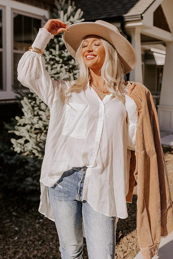 Class And Charm Button Up Top in Ivory Product Image