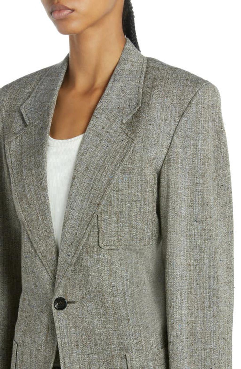 Slubbed Melange Viscose-blend Blazer In Grey Product Image