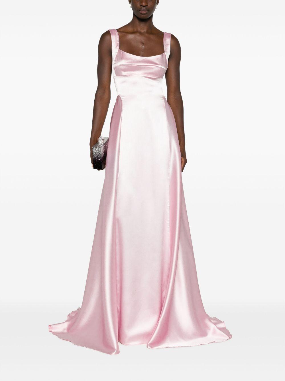 V-back satin gown Product Image