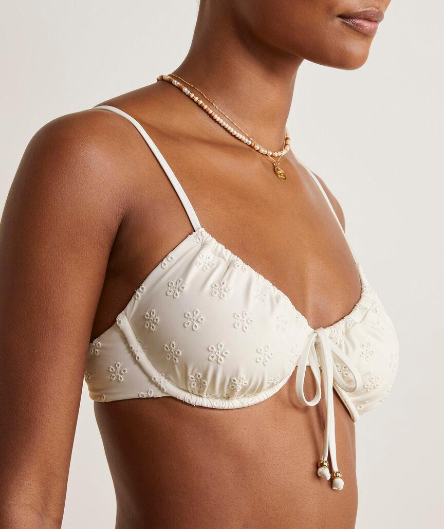 Eyelet Tie-Front Underwire Bikini Top Product Image