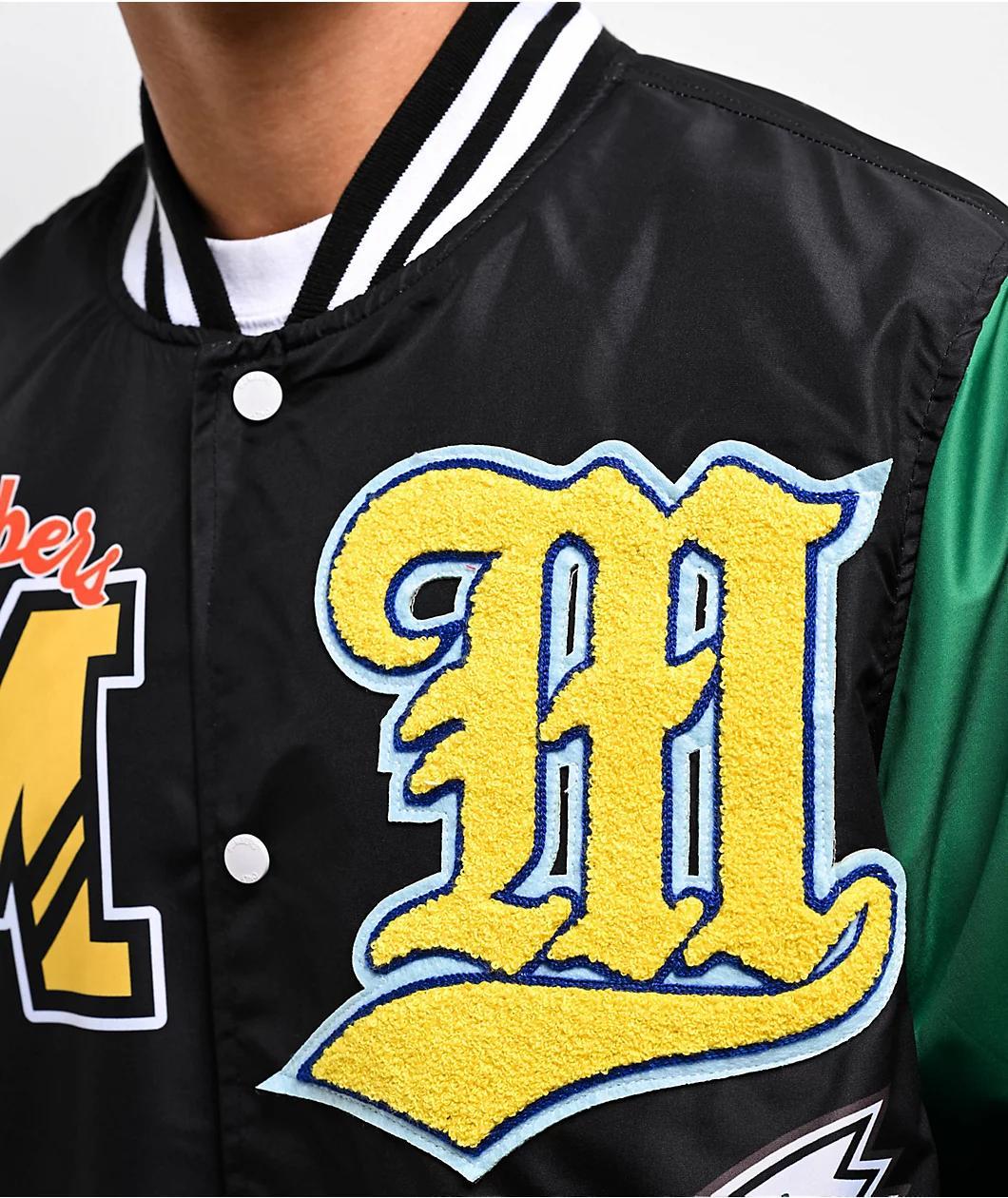 Members Only Black & Green Varsity Jacket Product Image