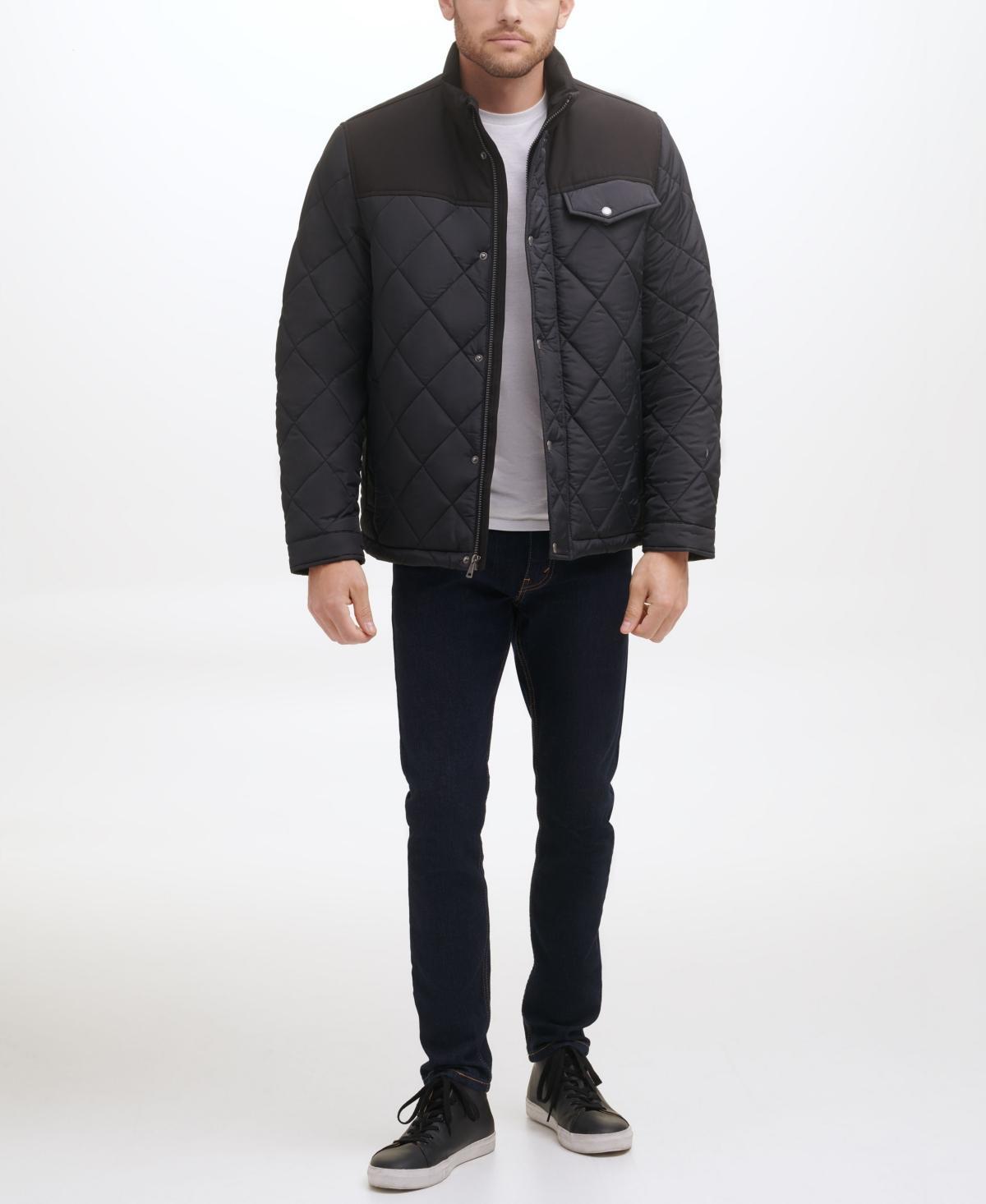 Cole Haan Tonal-Mixed-Media Sherpa Lined Quilted Jacket Product Image