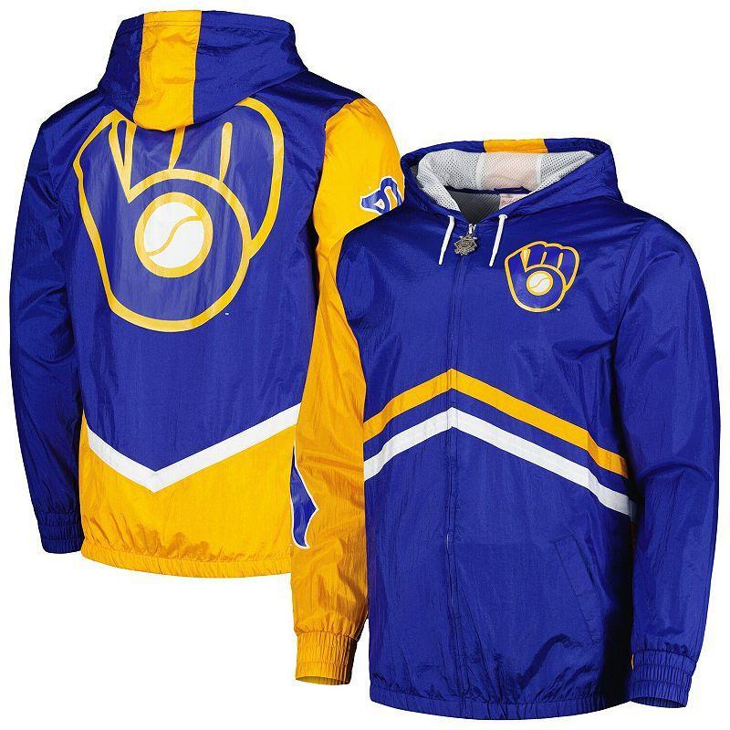 Mens Mitchell & Ness Royal Milwaukee Brewers Undeniable Full-Zip Hoodie Windbreaker Jacket Product Image