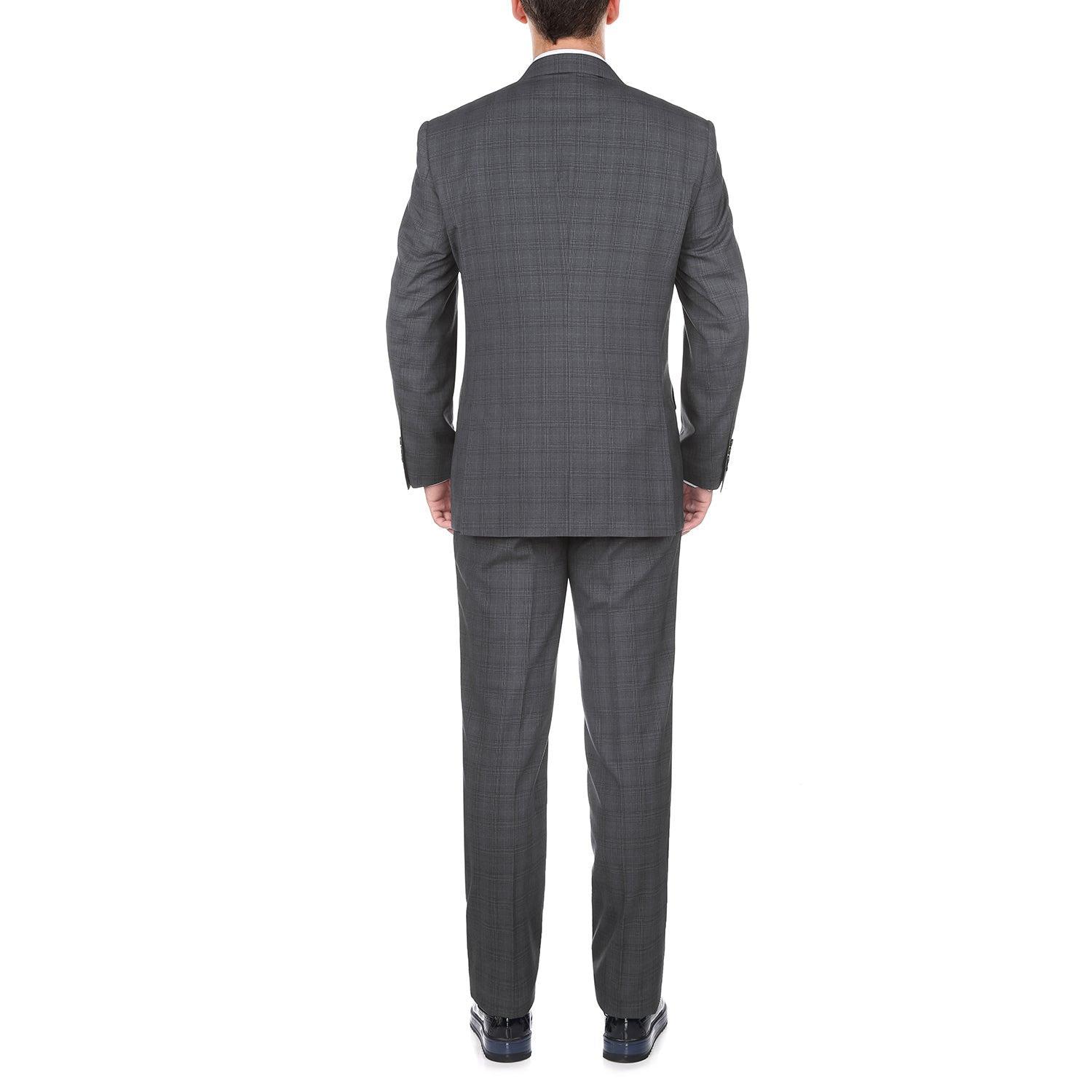 San Gemini Collection - 3 Piece Suit 2 Buttons Blue Glen Plaid Regular Fit Product Image