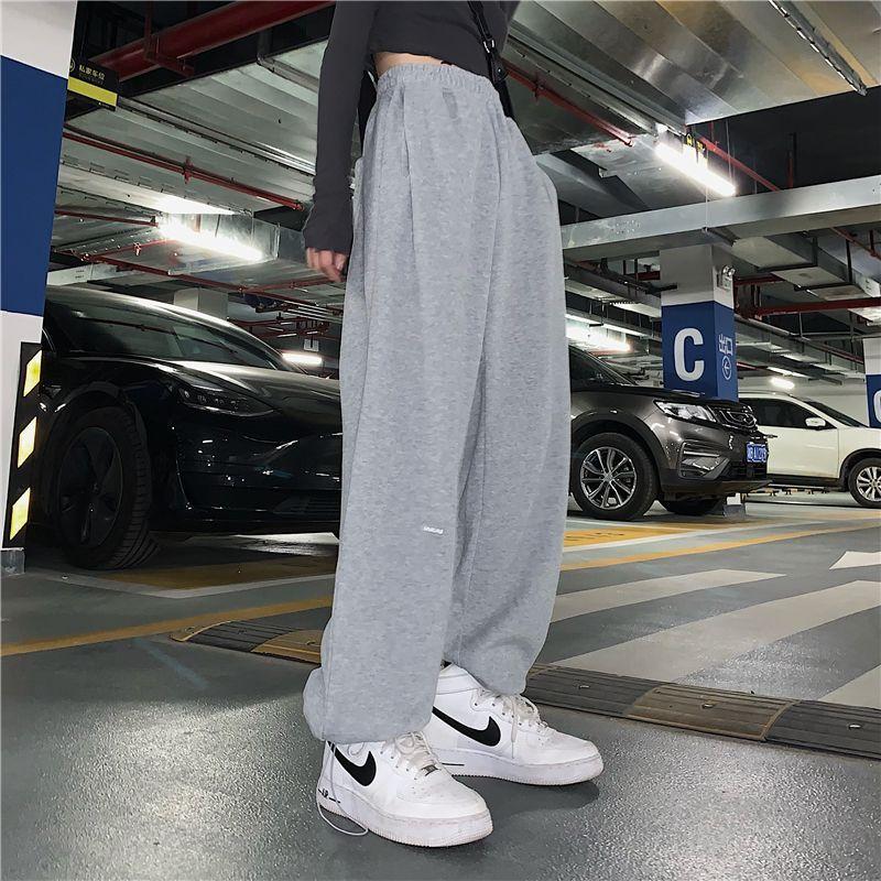 Plain Wide Leg Sweatpants Product Image