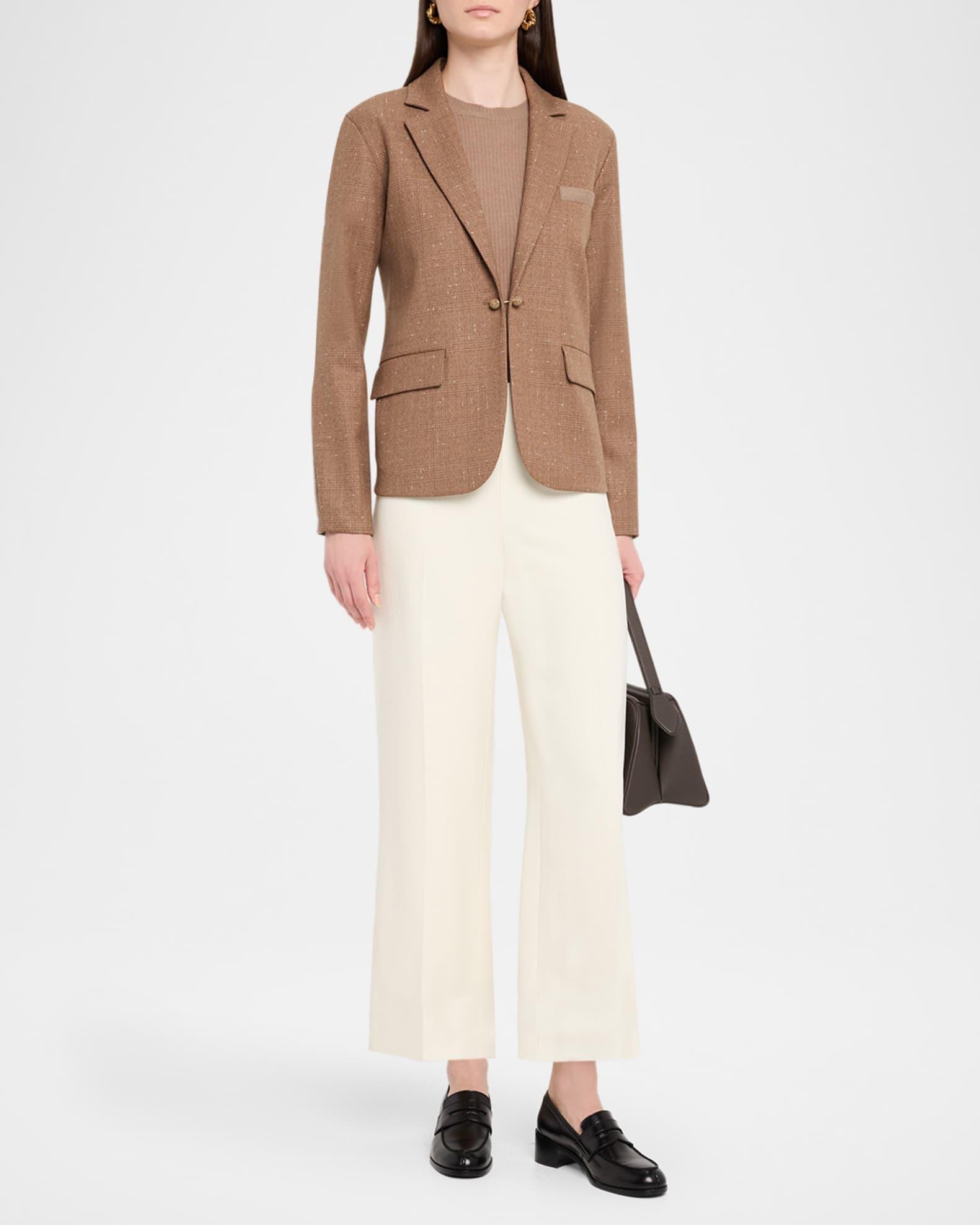 Single-Button Mixed Media Blazer Product Image