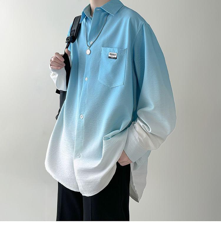Long-Sleeve Gradient Button-Up Shirt Product Image