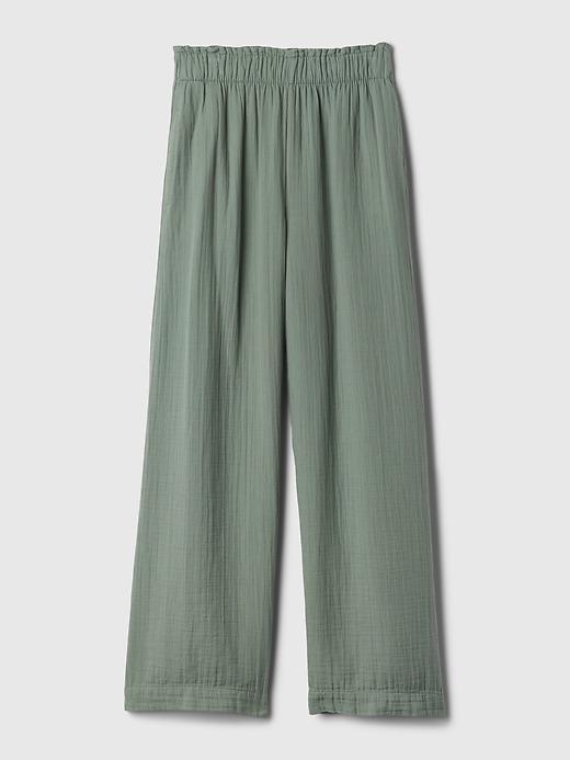 Mid Rise Crinkle Gauze Wide-Leg Pants Product Image