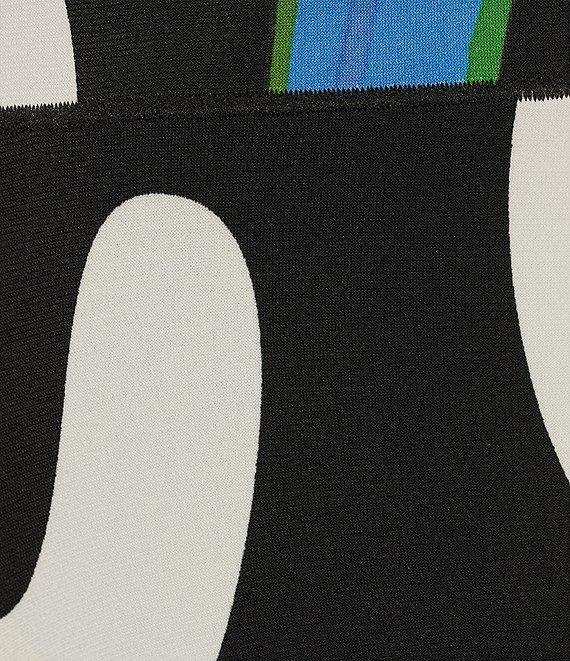 Eva Varro Abstract Print Boat Neck 3/4 Blouson Sleeve Pleated Tie Top Product Image