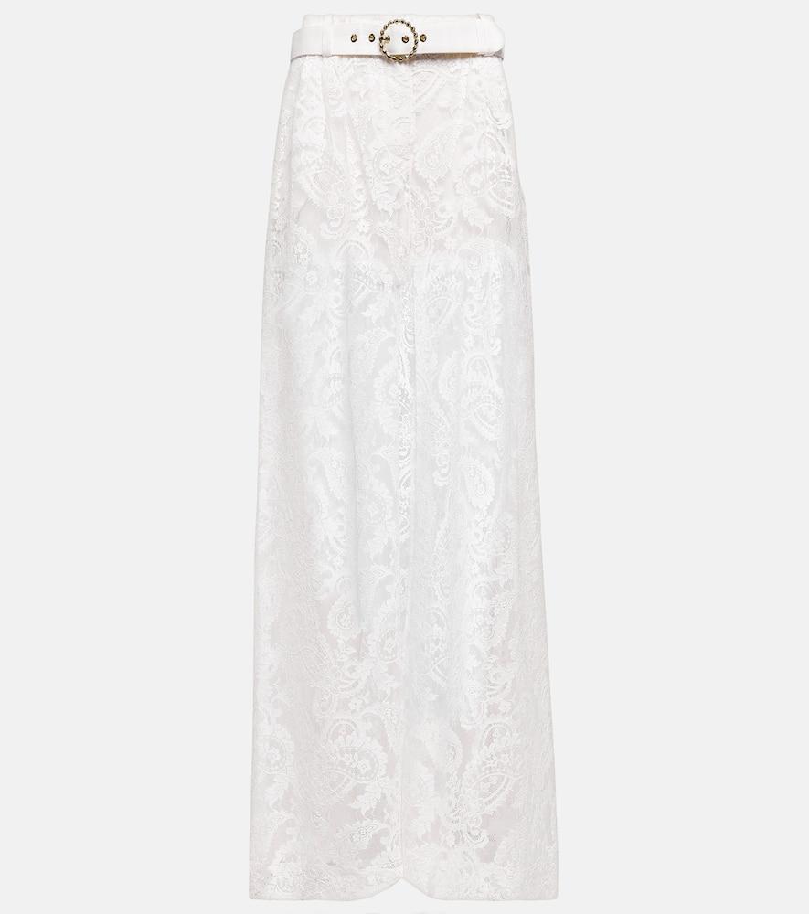 ZIMMERMANN Embroidered High-rise Wide-leg Pants In Beige Product Image