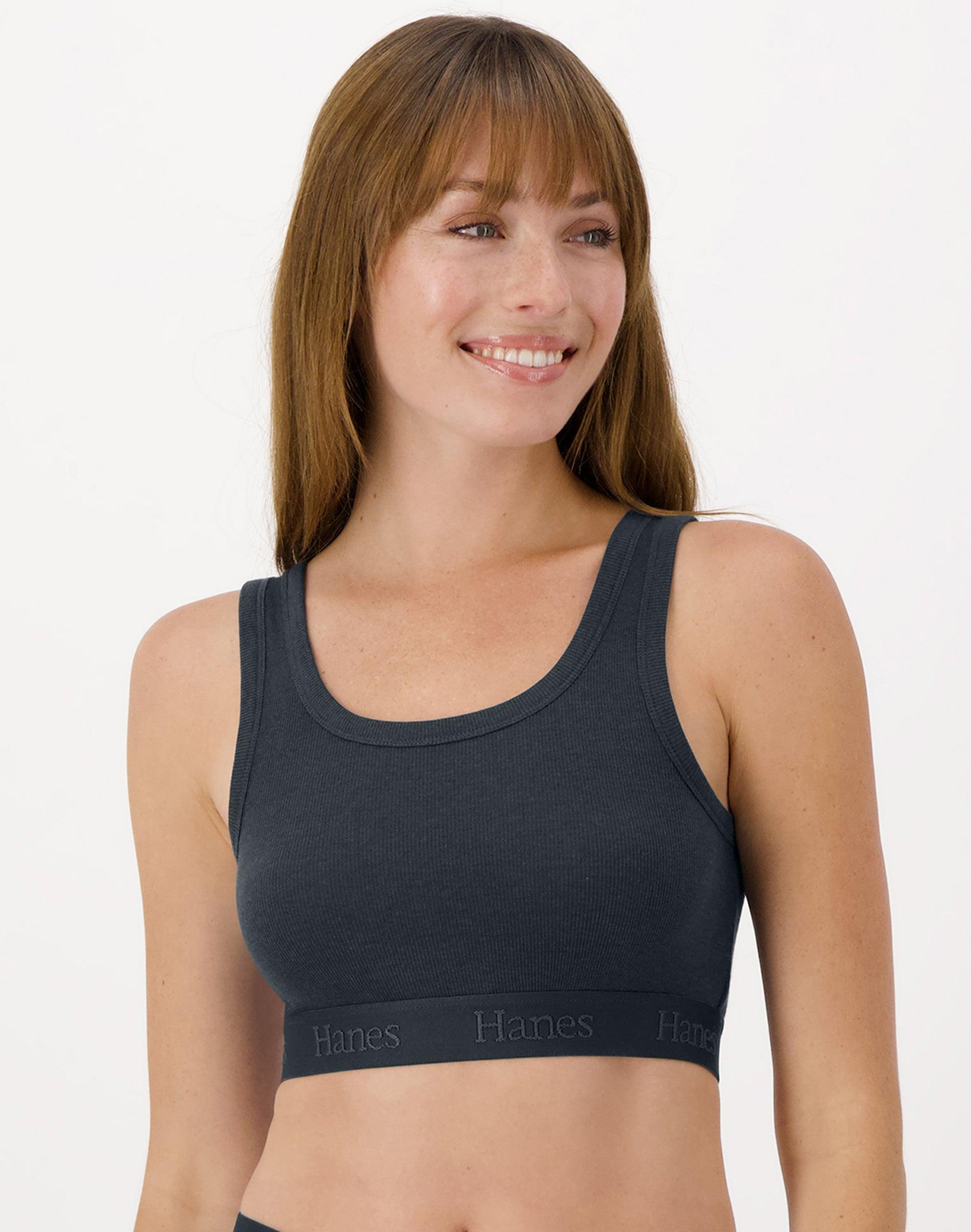 Hanes Originals Womens SuperSoft Comfywear Rib Banded Crop Top Pearl XL Product Image