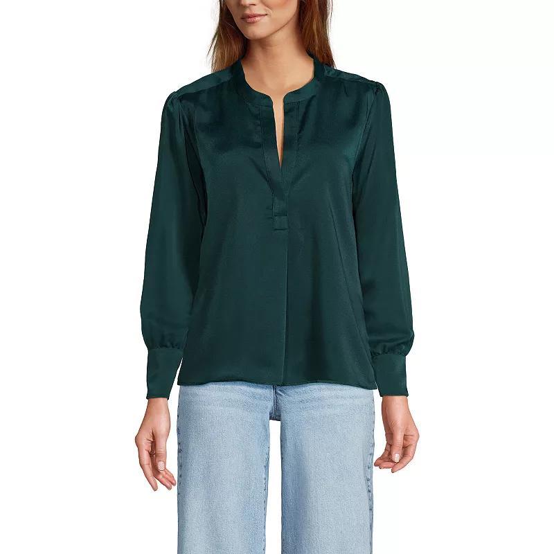 Womens Lands End Satin Popover Shirt Product Image