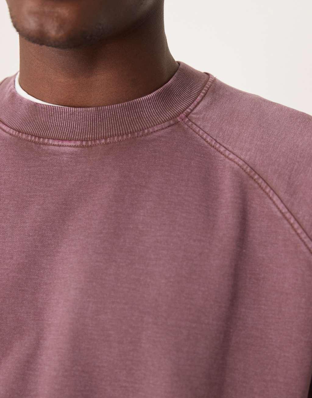 ASOS DESIGN boxy cropped sweatshirt with raglan sleeve detail in washed burgundy Product Image