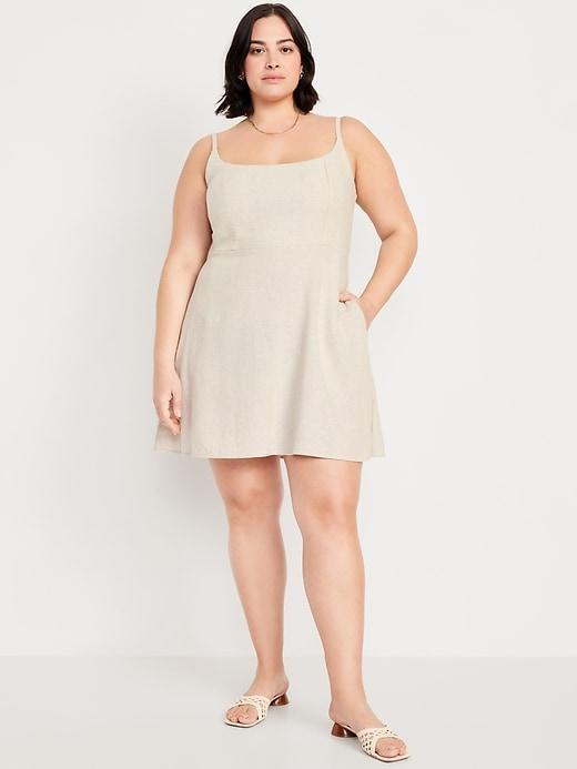 Fit & Flare Linen-Blend Mini Dress Product Image