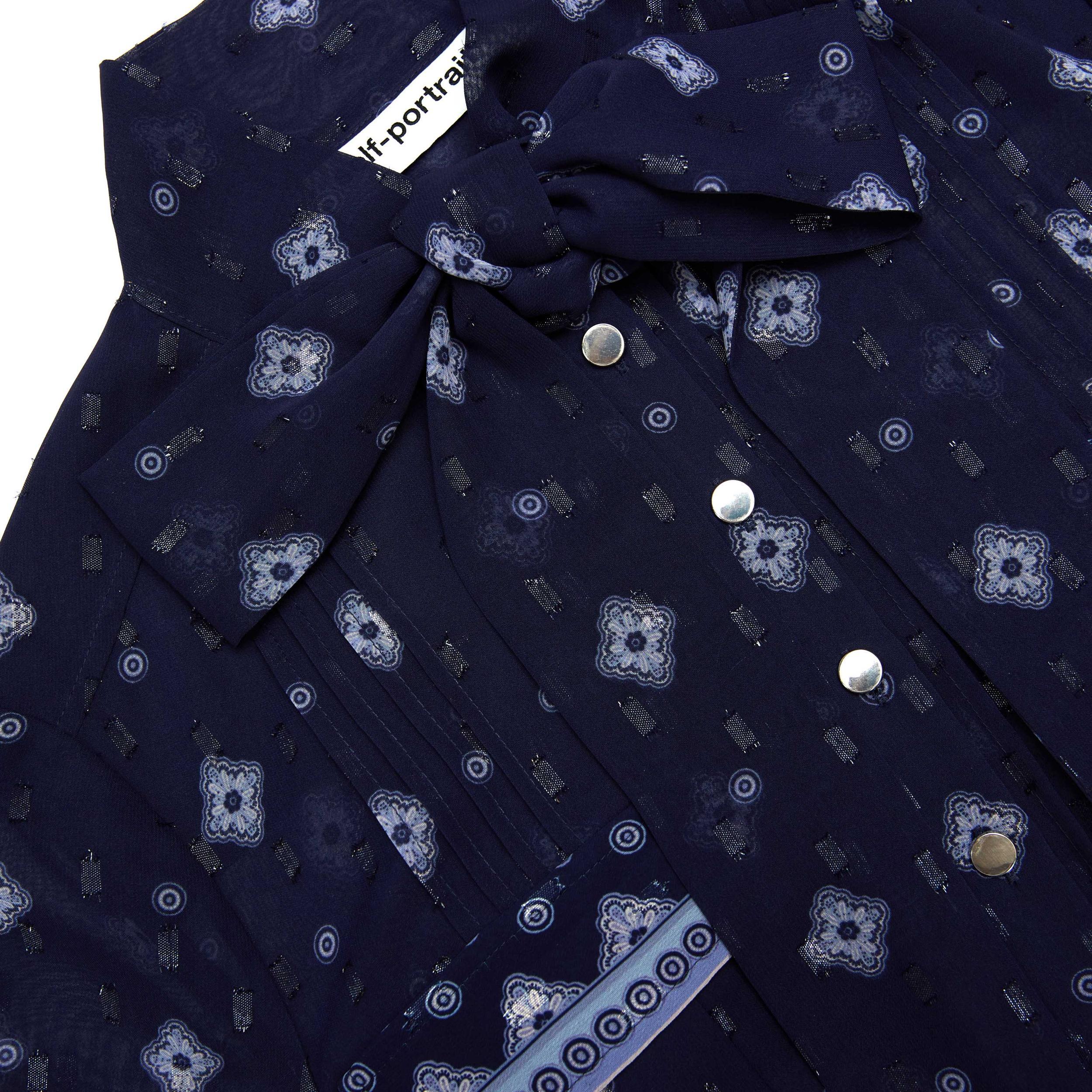 Navy Printed Chiffon Midi Dress Product Image