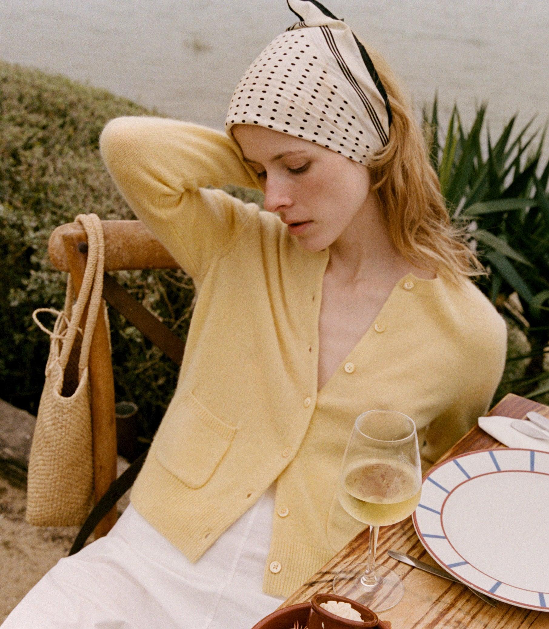FREYA CASHMERE CARDIGAN -- LEMON CHIFFON Product Image