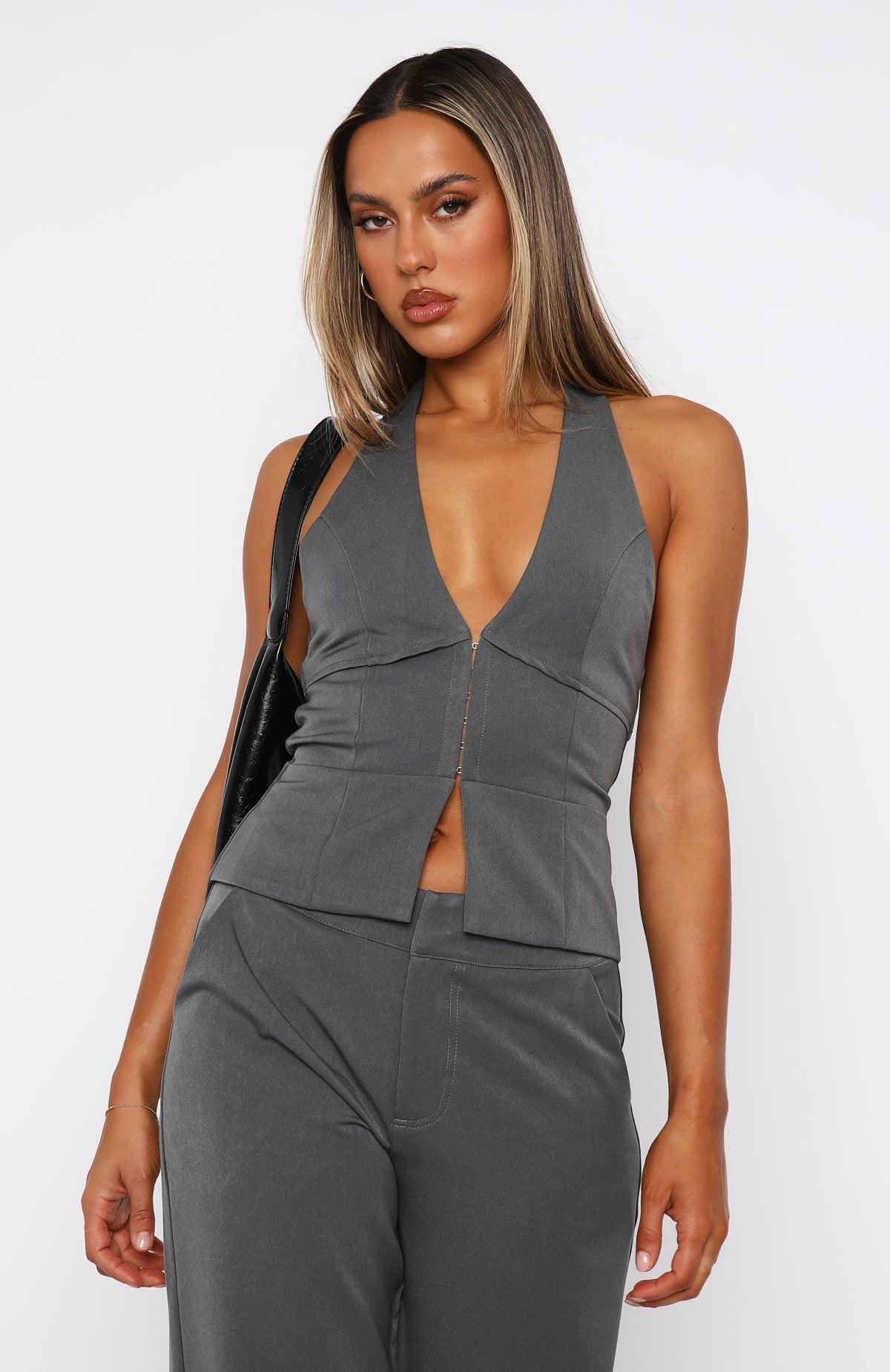 Only Acting Halter Top Charcoal Product Image