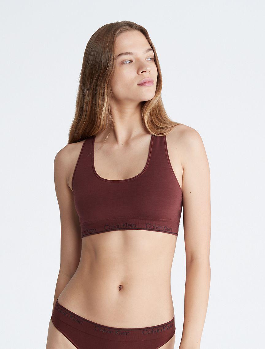 Calvin Klein Womens Naturals Modern Seamless Unlined Racerback Bralette - Brown - XS Product Image