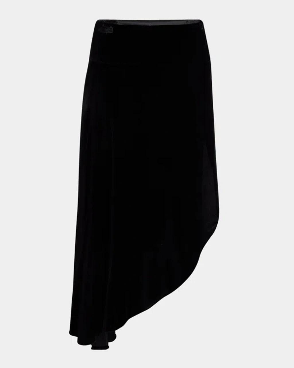 Asymmetric Velvet Midi Skirt Product Image