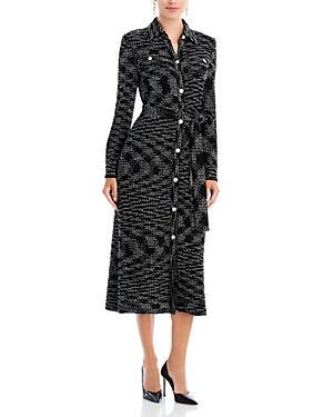 Womens Belted Tweed Knit Midi Dress Product Image