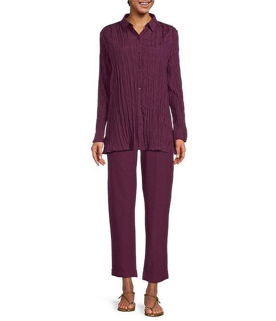 Eileen Fisher Stretch Crepe Flat Front Ankle Tapered Pants Product Image