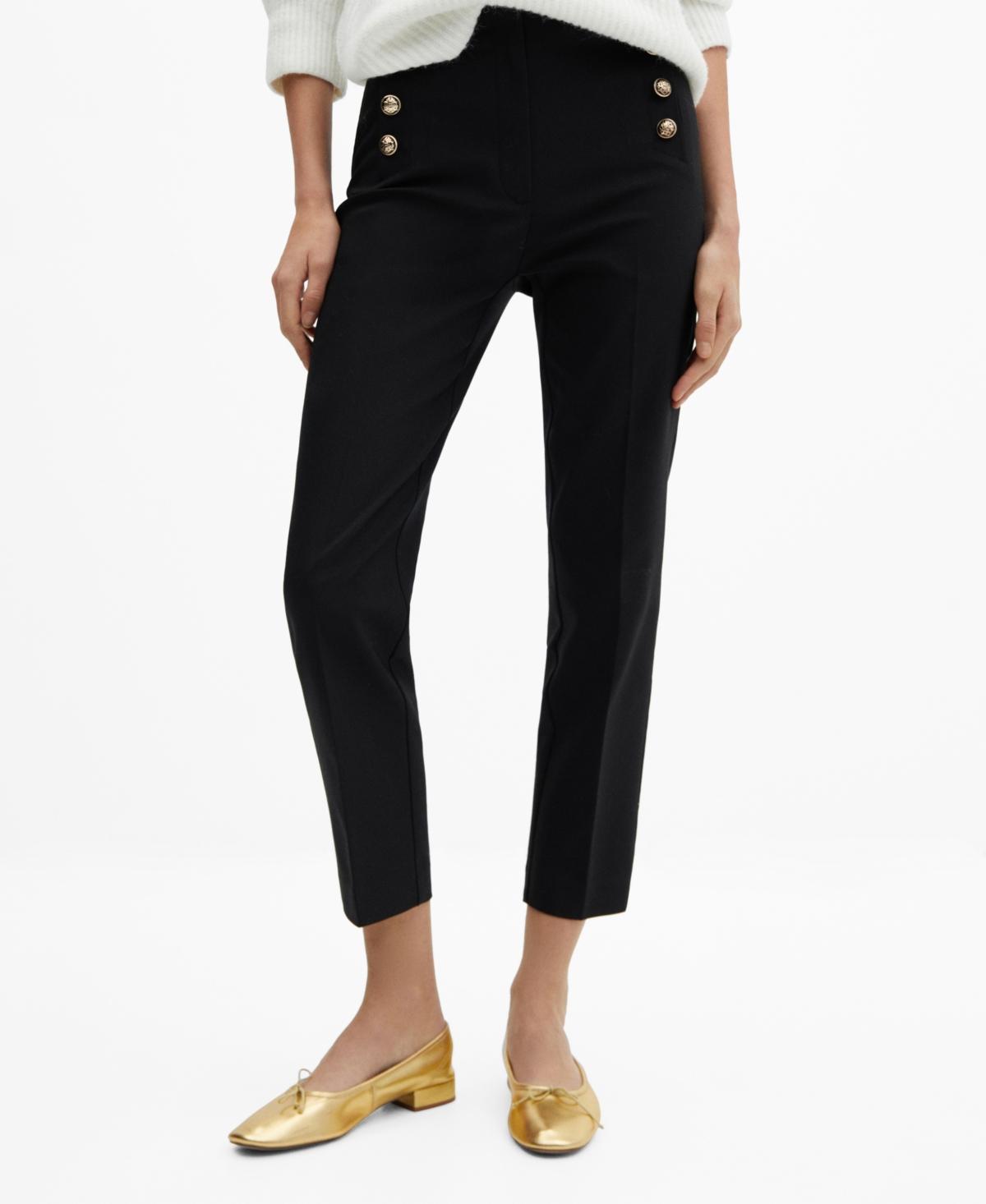 Mango Womens Cropped Button Pants Product Image