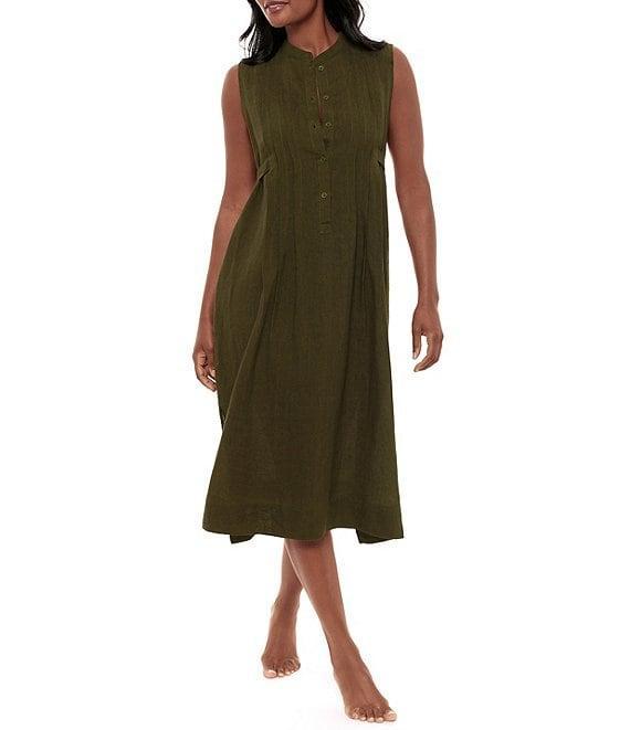 Miraclesuit Pleated Sleeveless Button Front Beach Dress Swim Cover-Up Product Image